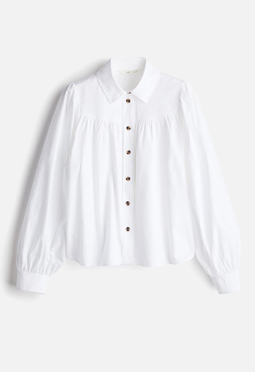 H&M - Balloon-sleeved blouse - white