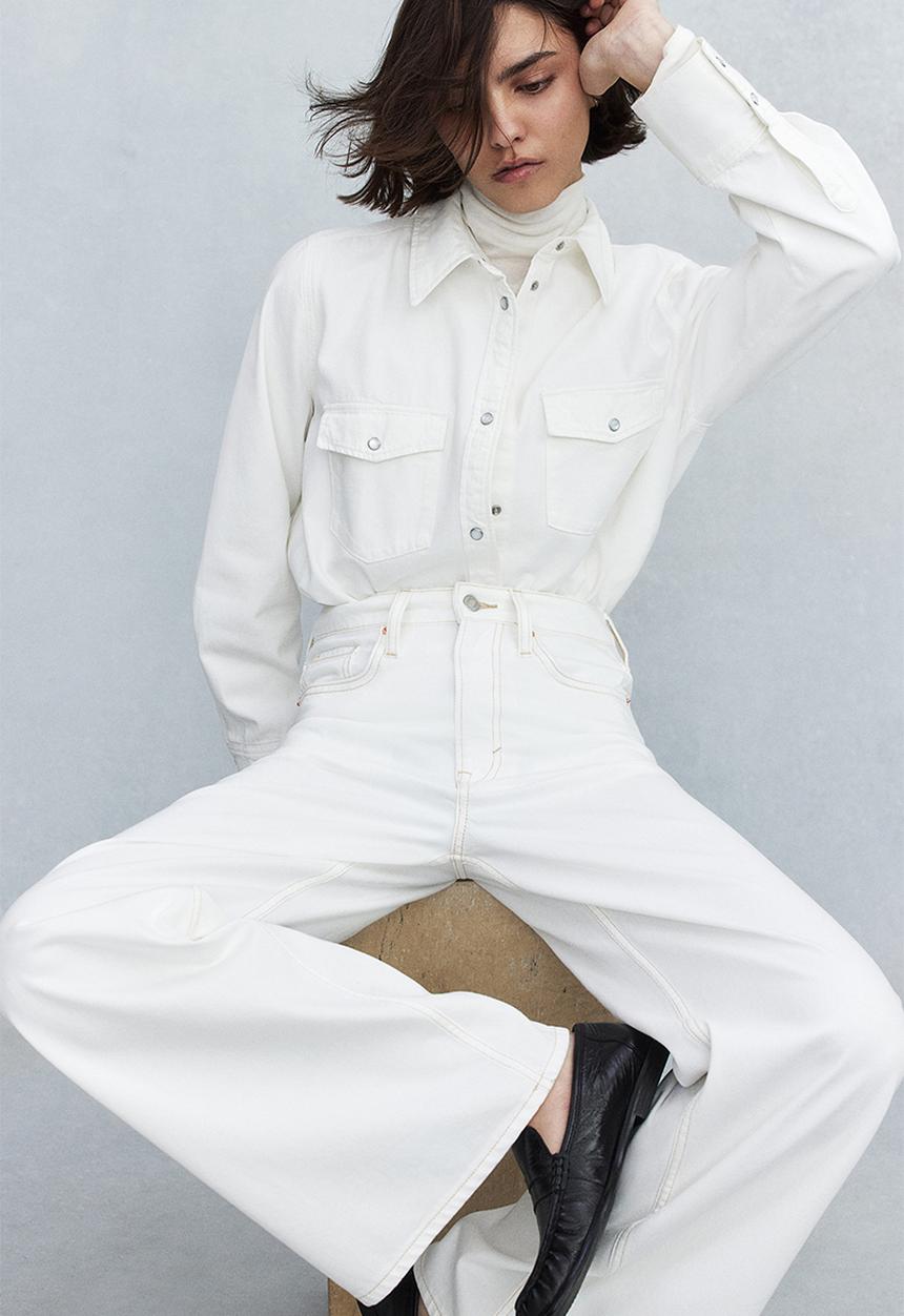 H&M - Feather soft super wide ultra high jeans - white