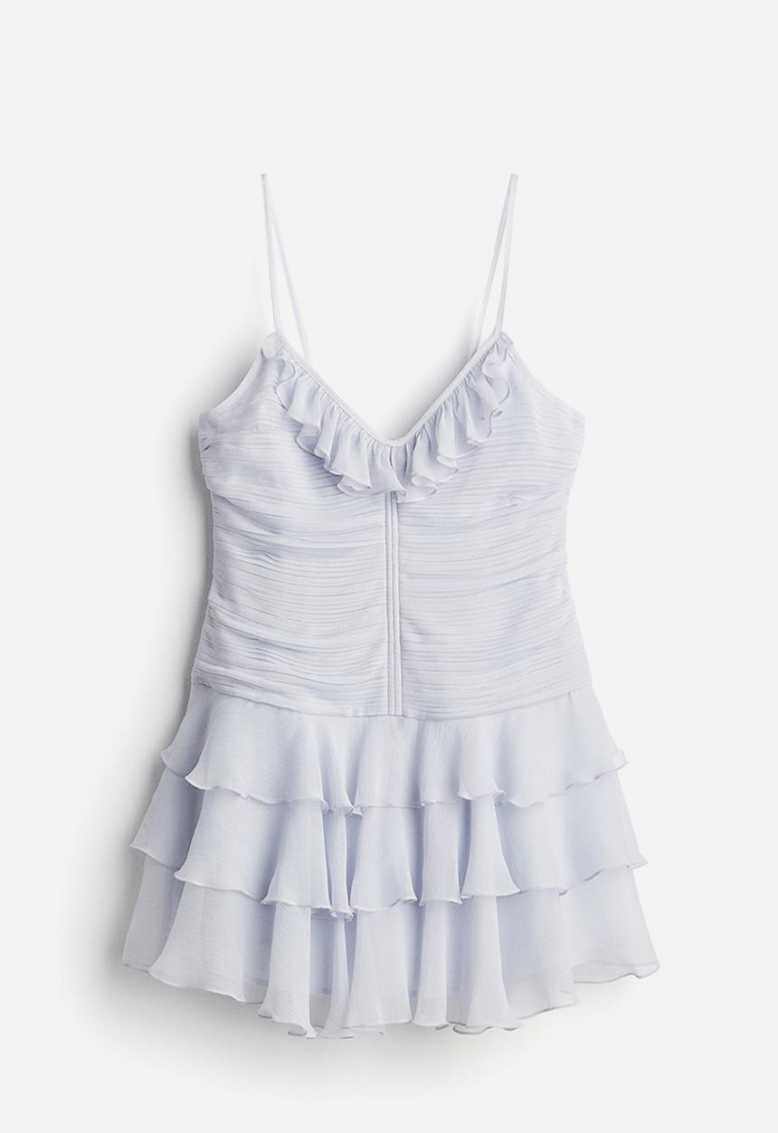 H&M - Tiered-skirt chiffon dress - light blue