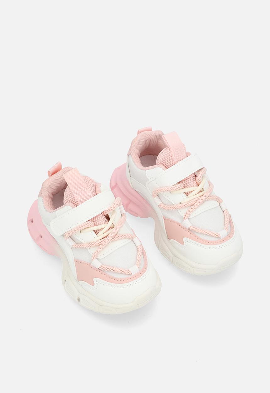 Pop Candy - Lace & velcro sneaker-pink & white