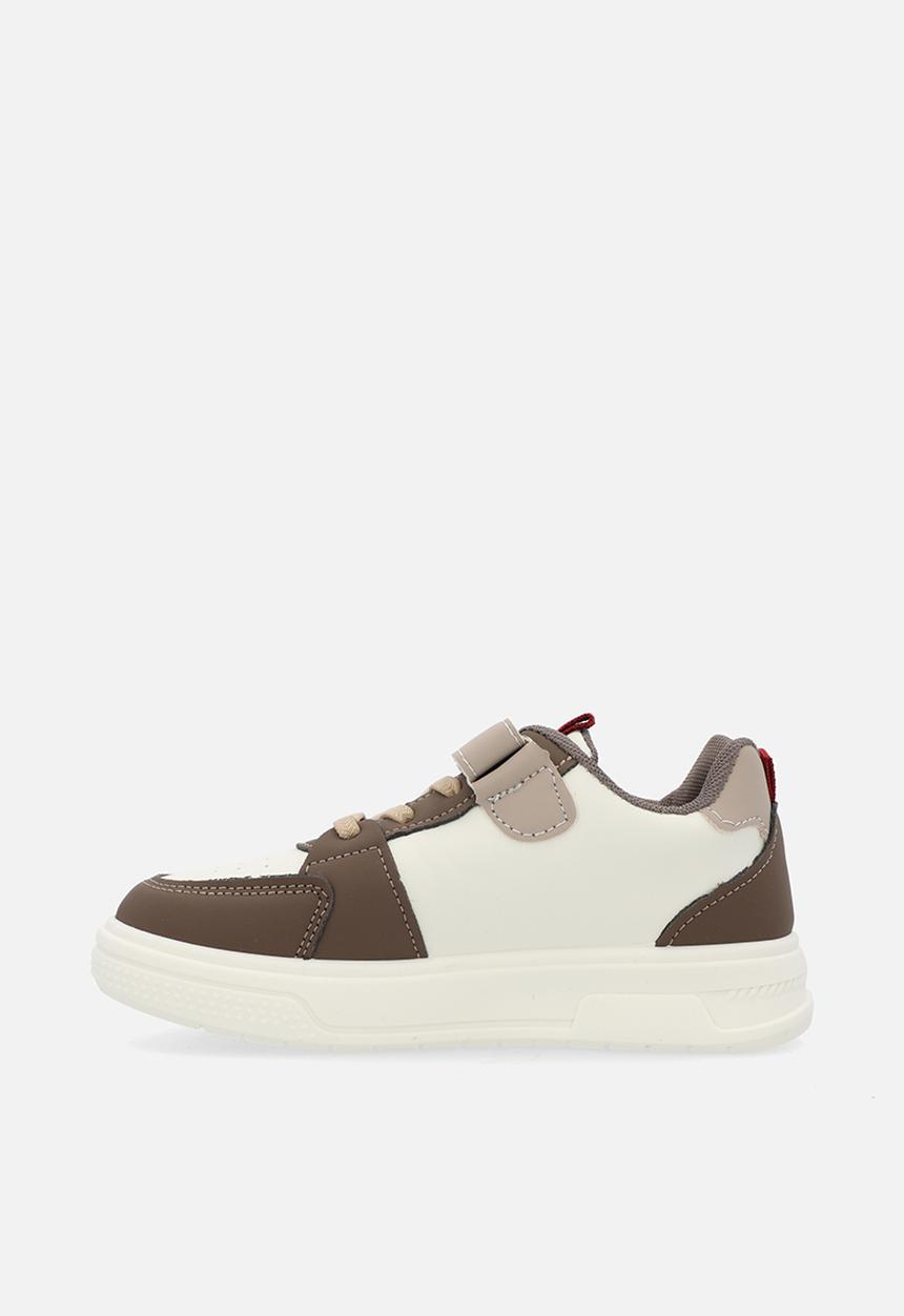 Pop Candy - Colour block lace velcri sneakers-brown & white