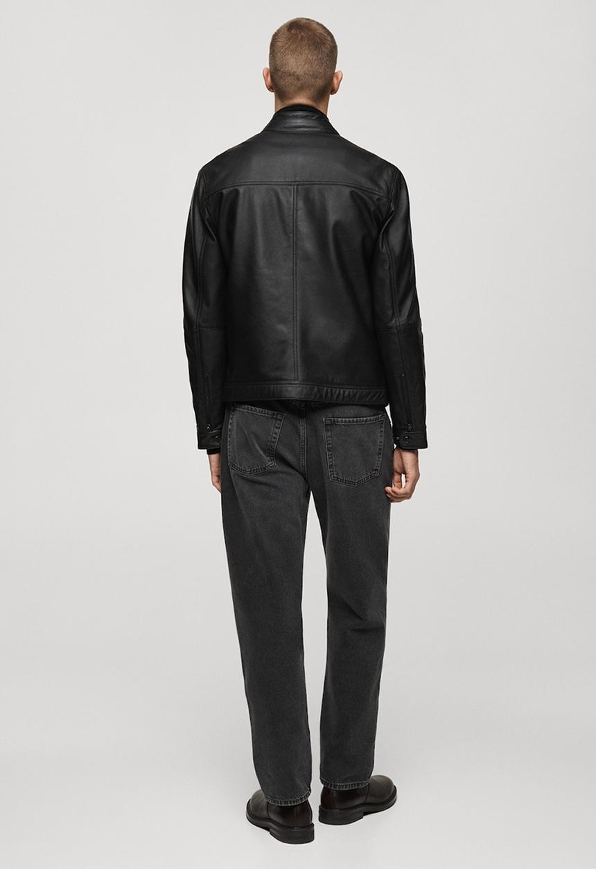 MANGO - Apollo Nappa Leather biker jacket - black