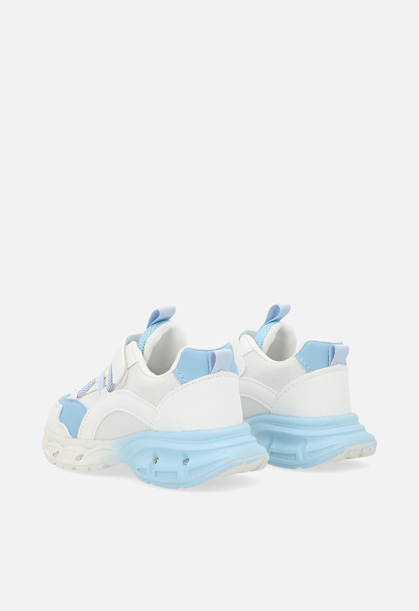 Pop Candy - Lace & velcro sneaker-white & blue