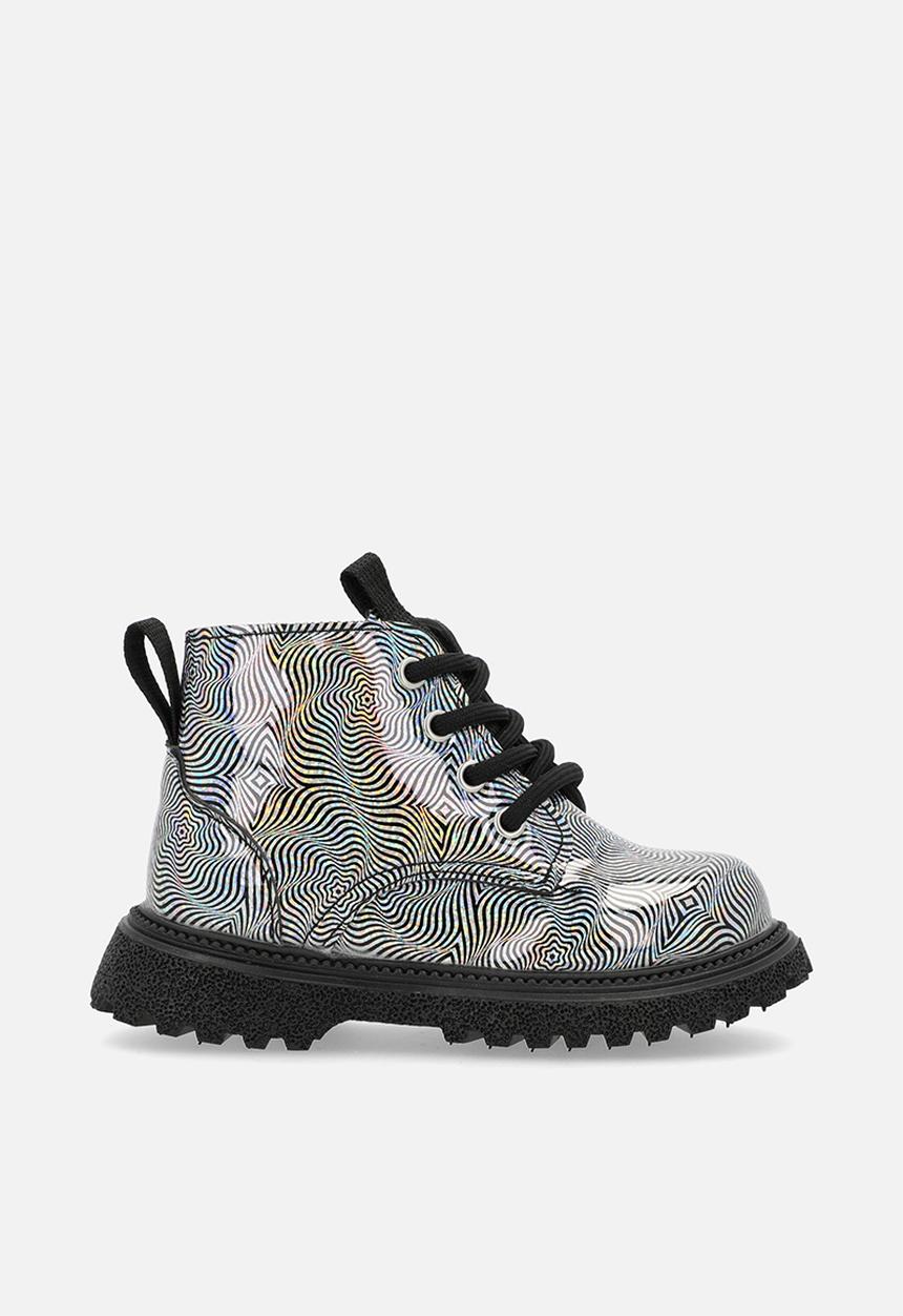 Pop Candy - Mettalic boots - silver & black 