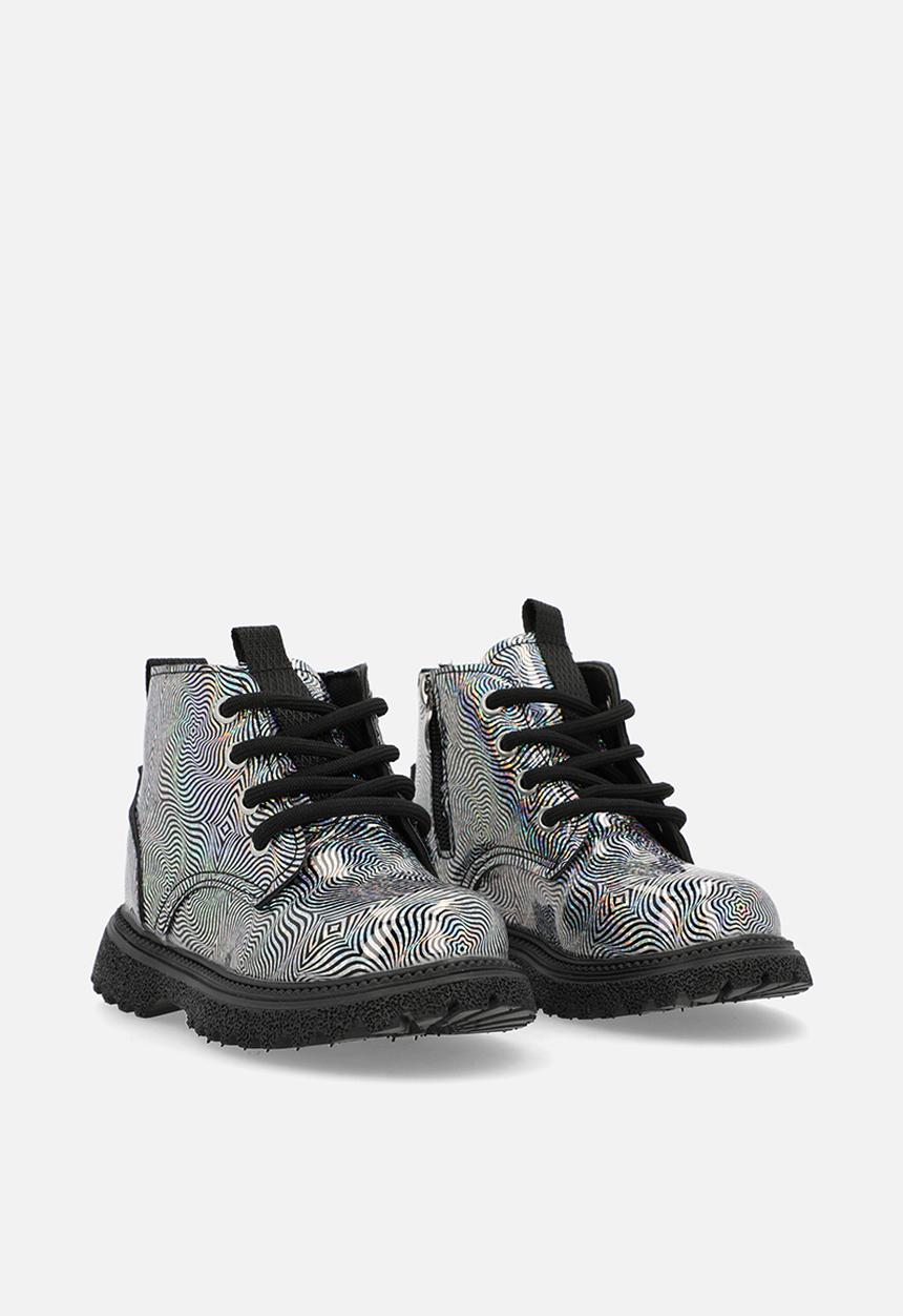Pop Candy - Mettalic boots - silver & black 