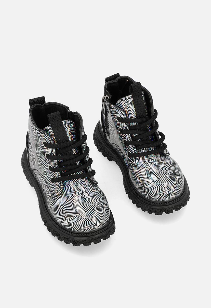 Pop Candy - Mettalic boots - silver & black 