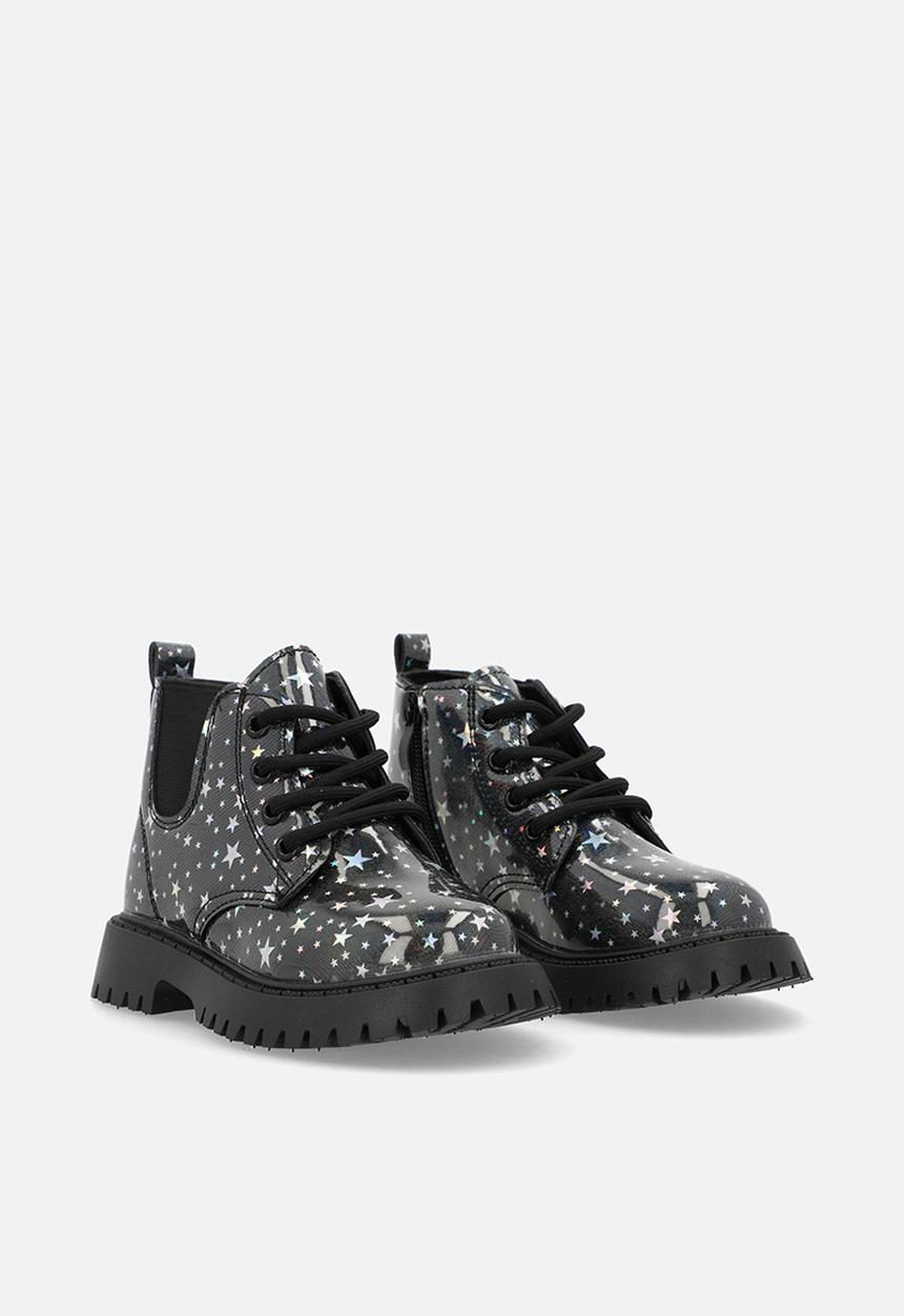 Pop Candy - Printed boots - black & silver