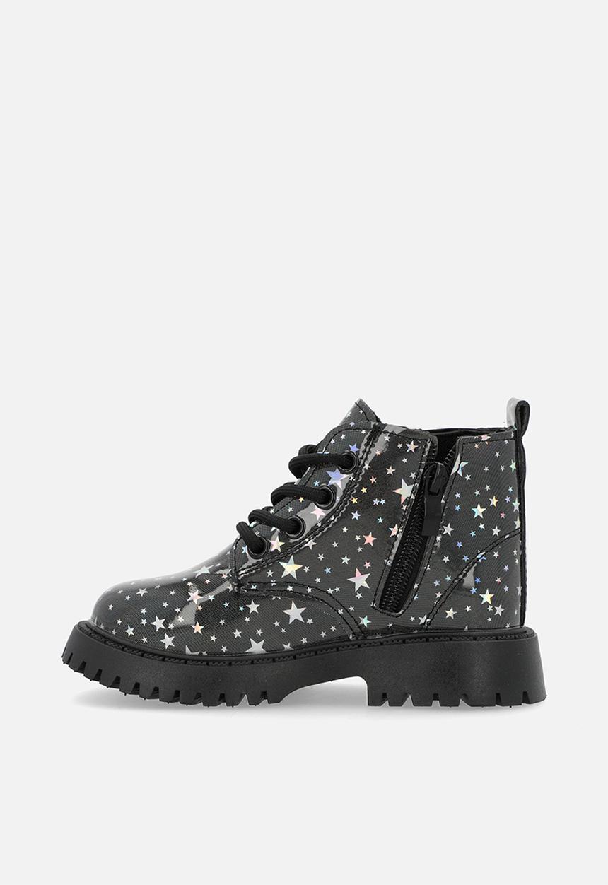 Pop Candy - Printed boots - black & silver