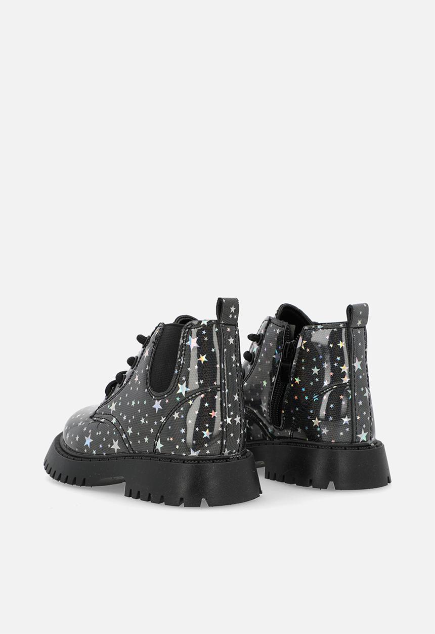 Pop Candy - Printed boots - black & silver