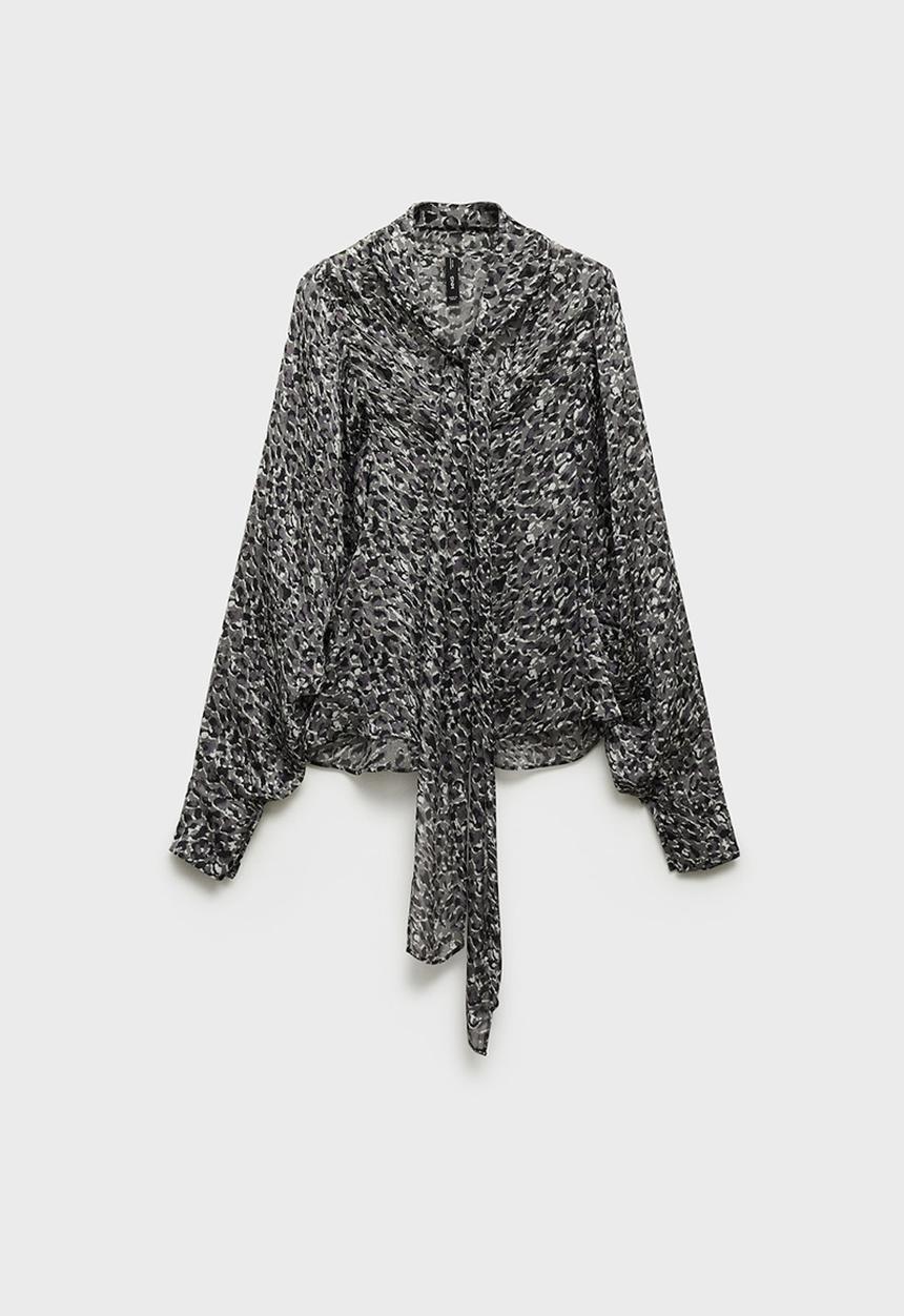 MANGO - Blouse leopard - black