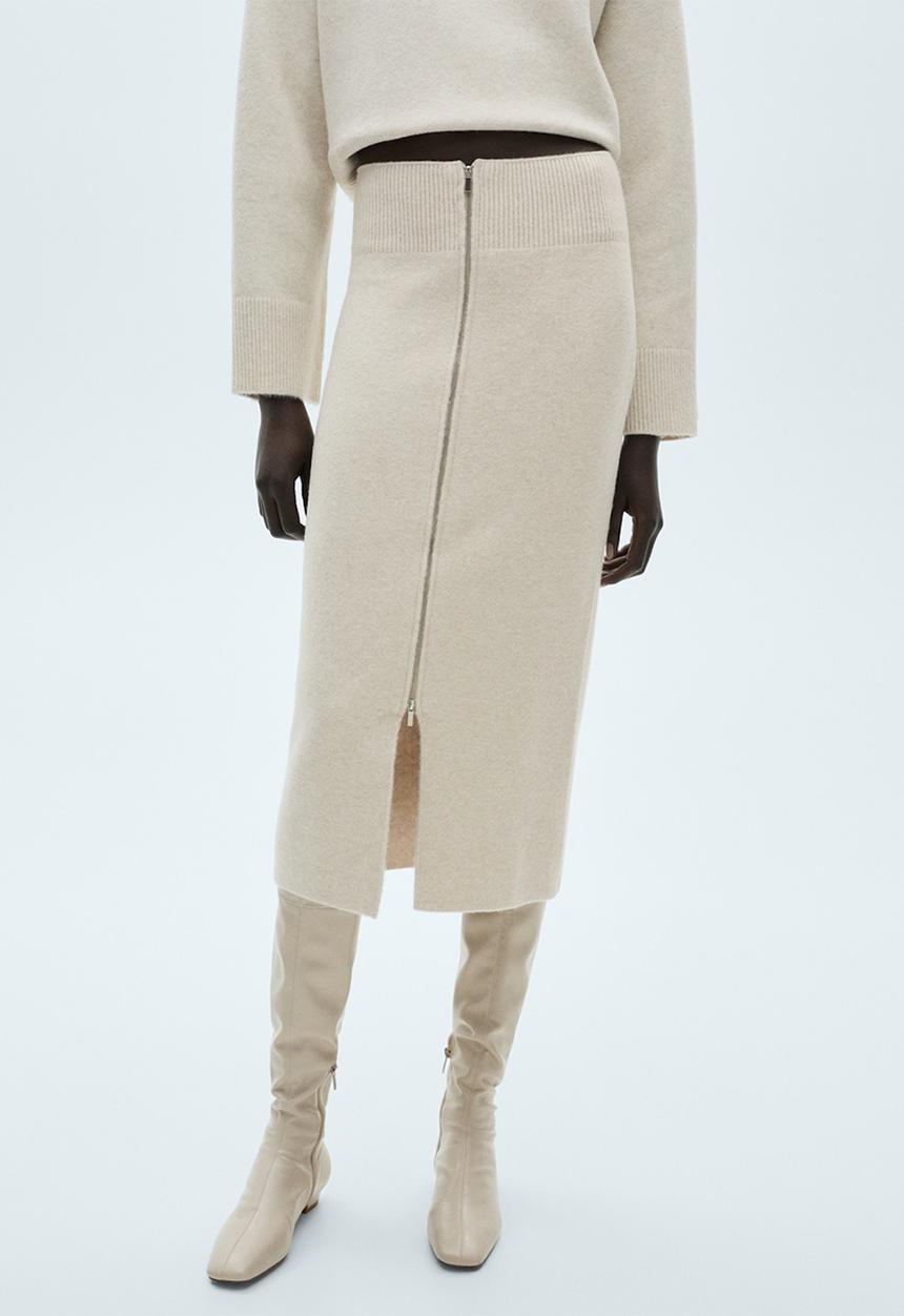 MANGO - Skirt rebecca - light pastel beige
