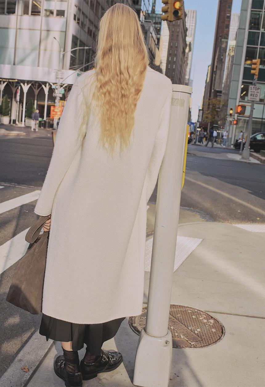 MANGO - Coat ganso - light beige