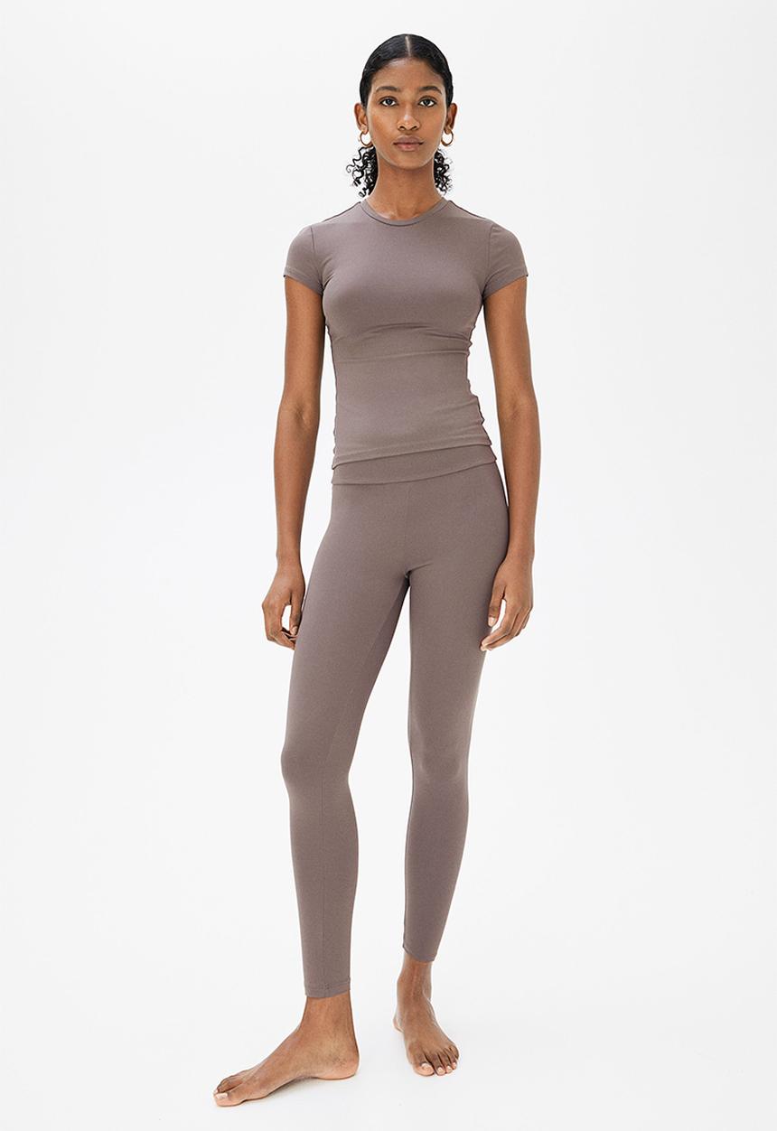 H&M - Fitted microfibre t-shirt - dark mole