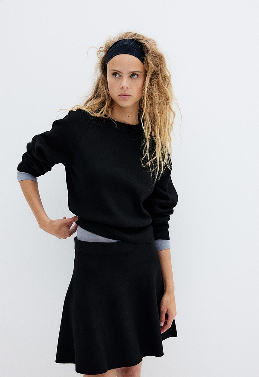 H&M - Flared knitted skirt - black