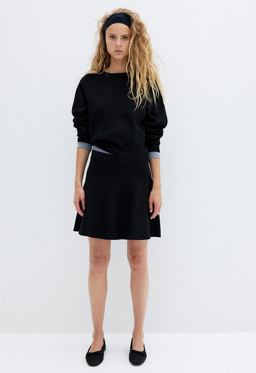 H&M - Flared knitted skirt - black