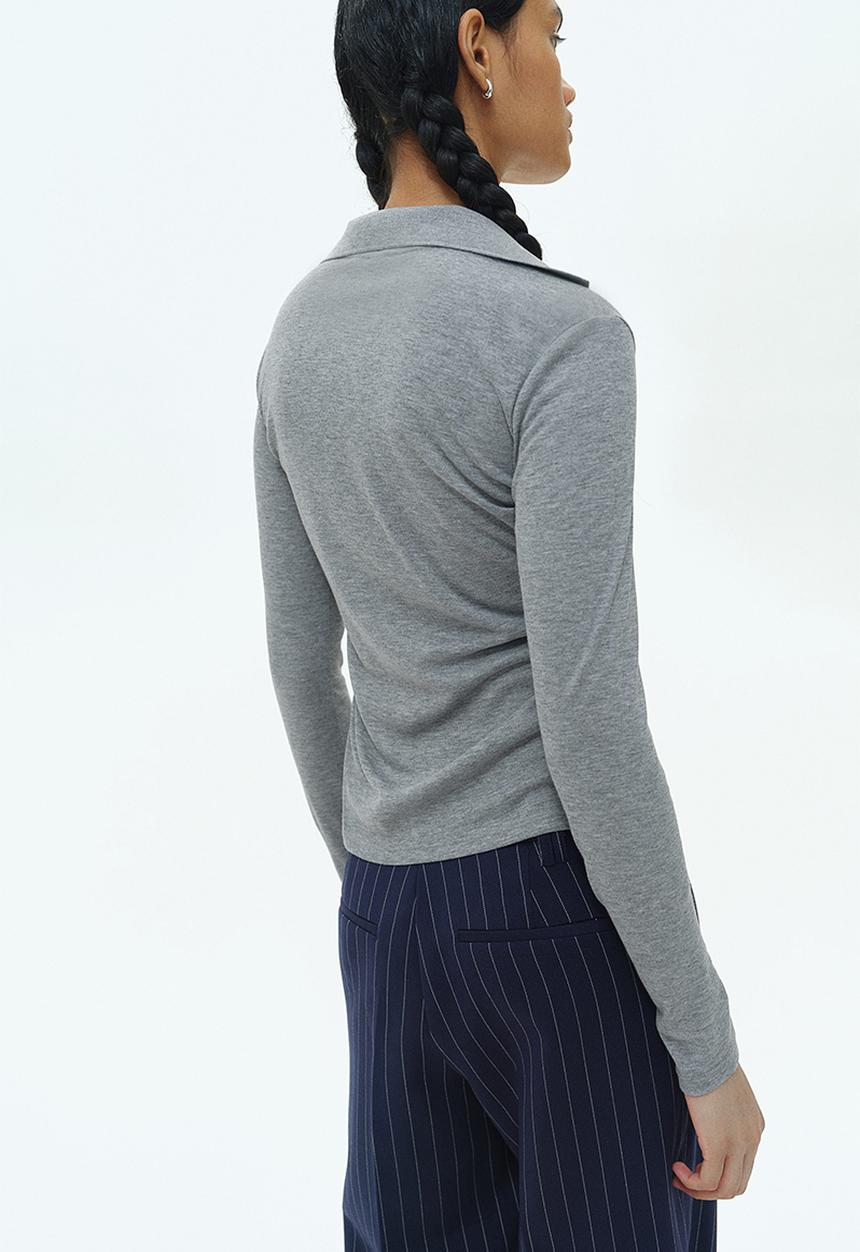 H&M - Fitted polo shirt - grey marl 