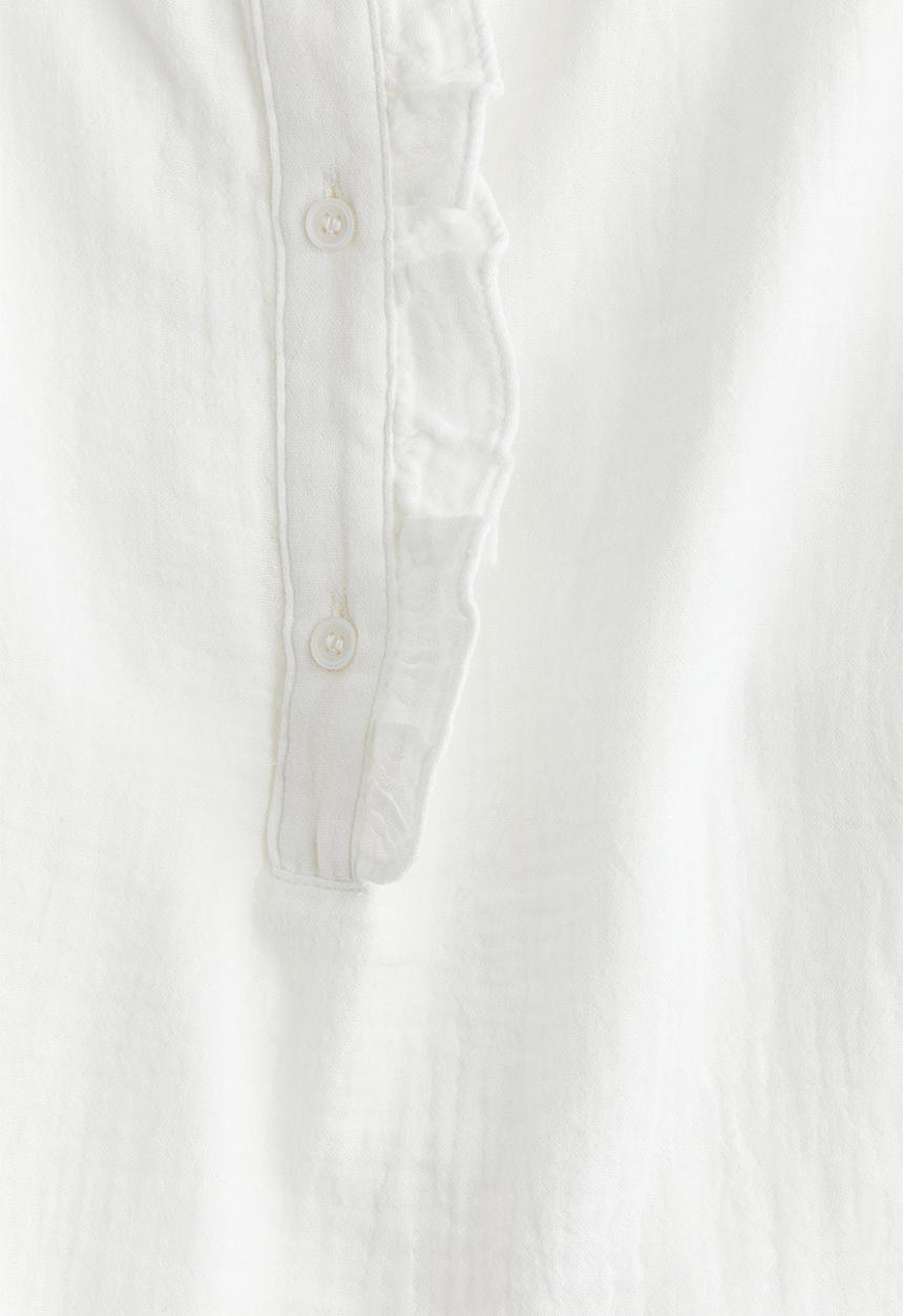 H&M - Frill-trimmed muslin blouse - white