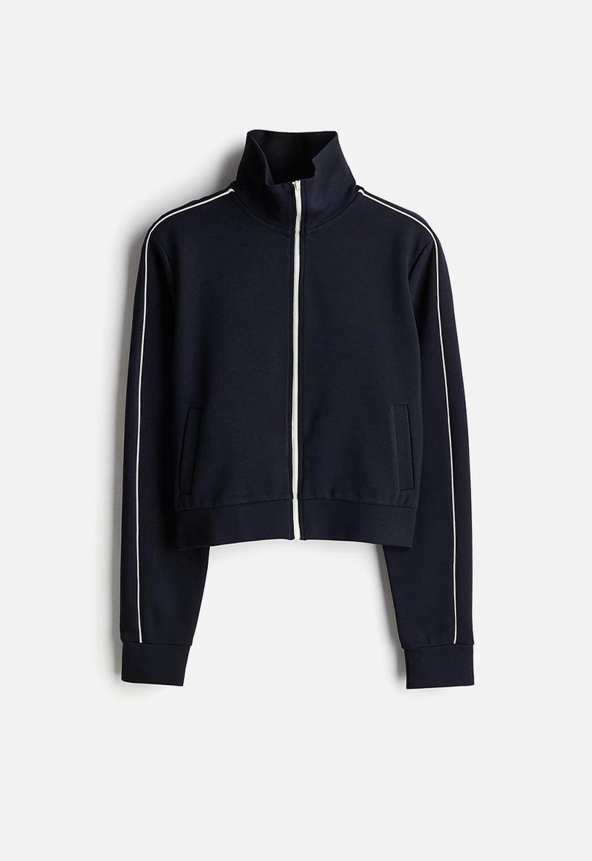H&M - Piping-detail track jacket - navy blue