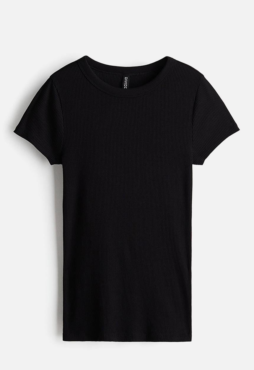 H&M - Ribbed t-shirt - black