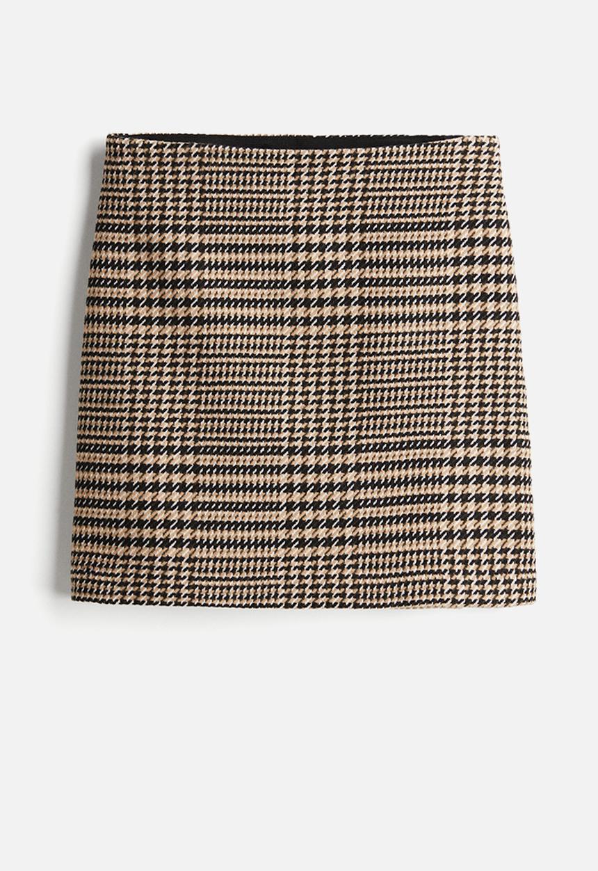 H&M - Mini skirt - beige & checked