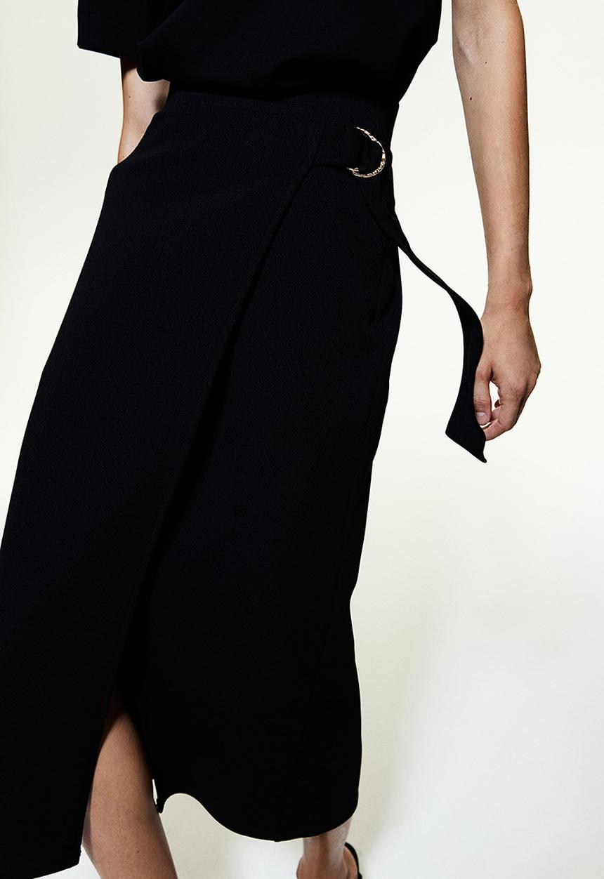 H&M - Jersey wrap skirt - black