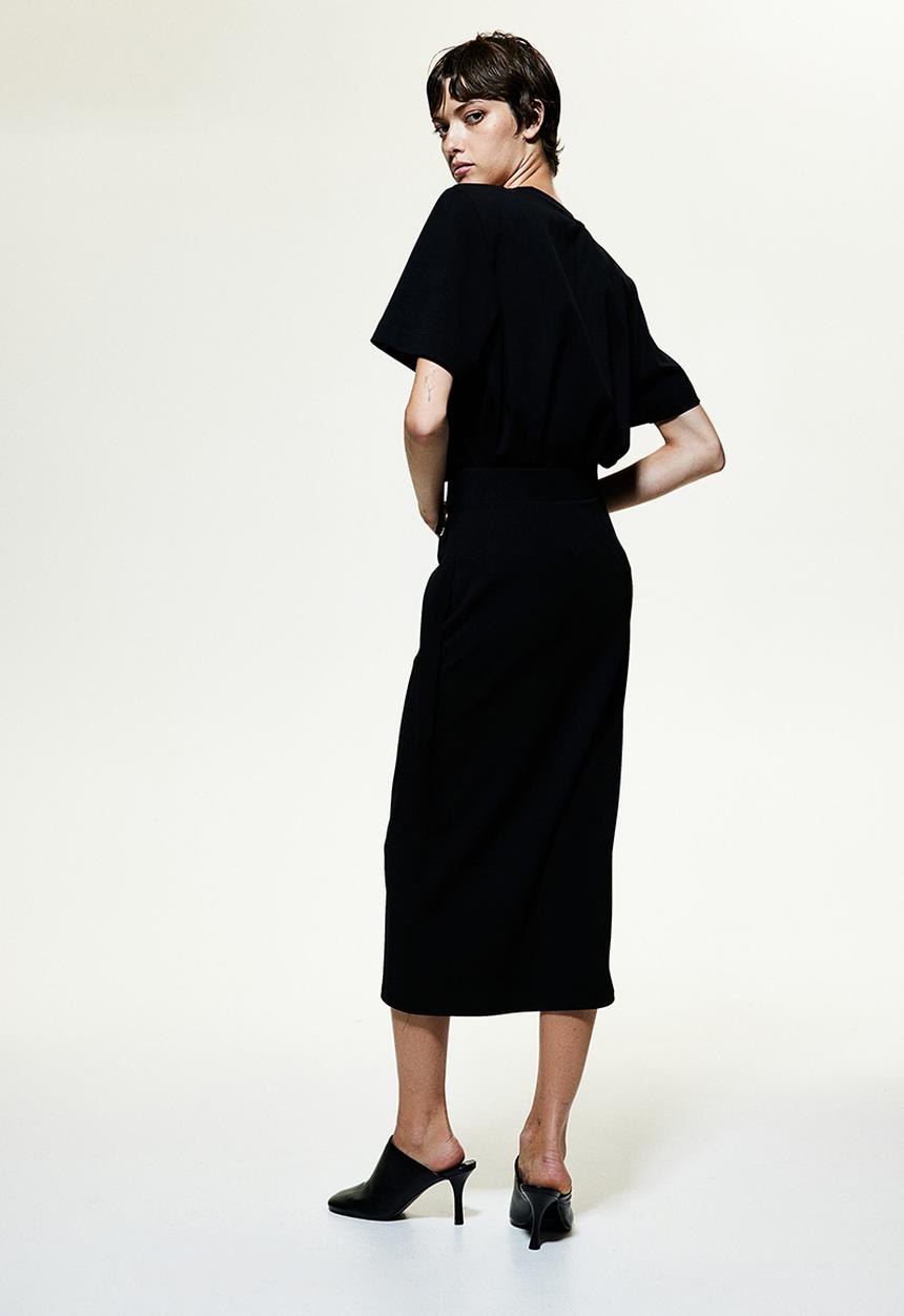 H&M - Jersey wrap skirt - black