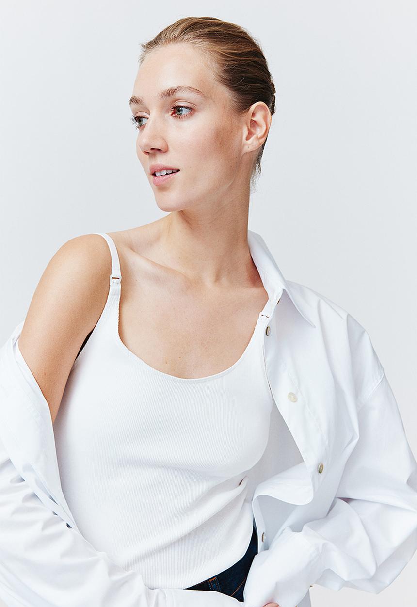 H&M - Mama 2-pack nursing strappy tops - white & black