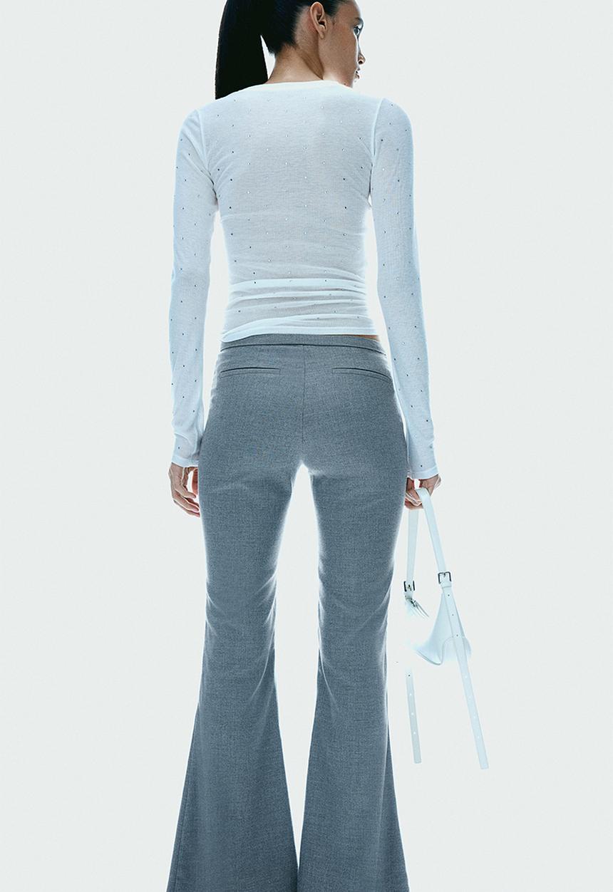 H&M - Flared tailored trousers - grey marl 
