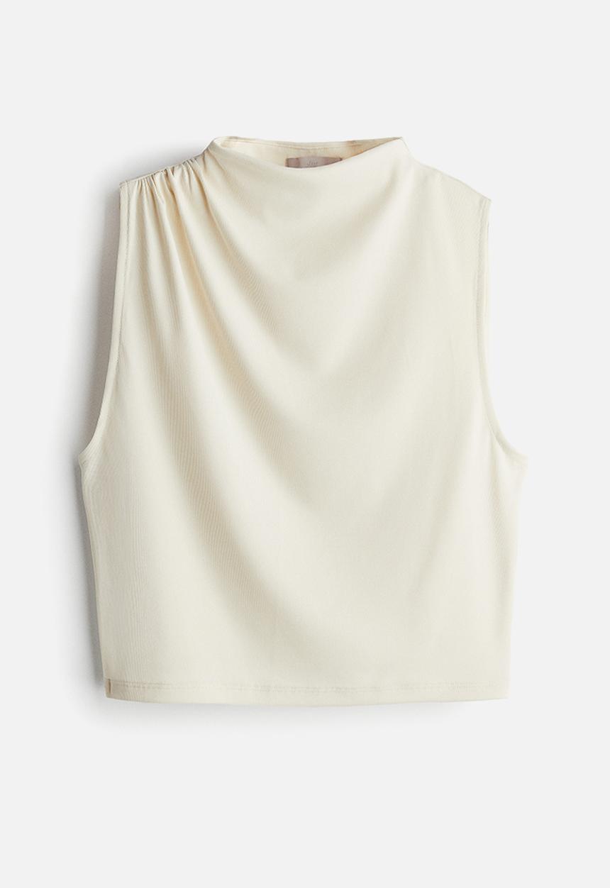H&M - Ribbed turtleneck top - cream