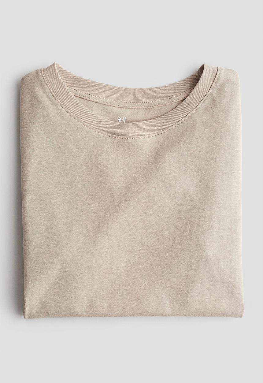 H&M -  Cotton t-shirt - beige & grey