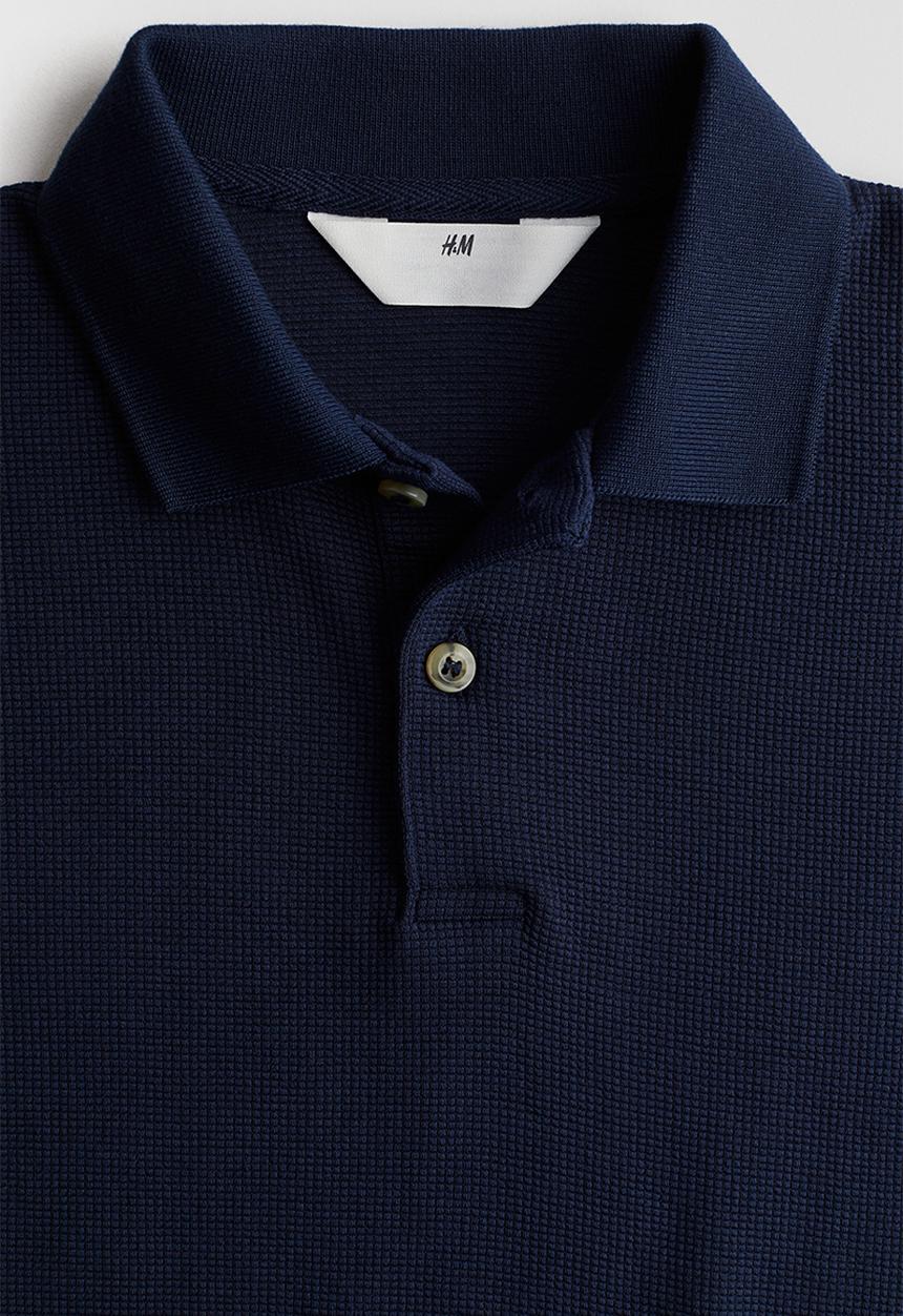 H&M - Waffled polo shirt - Blue