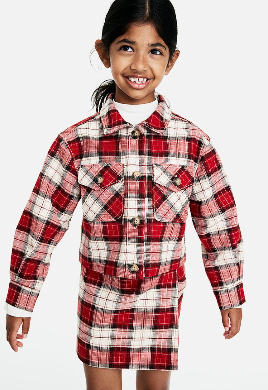 H&M - Cropped flannel jacket - red & checked