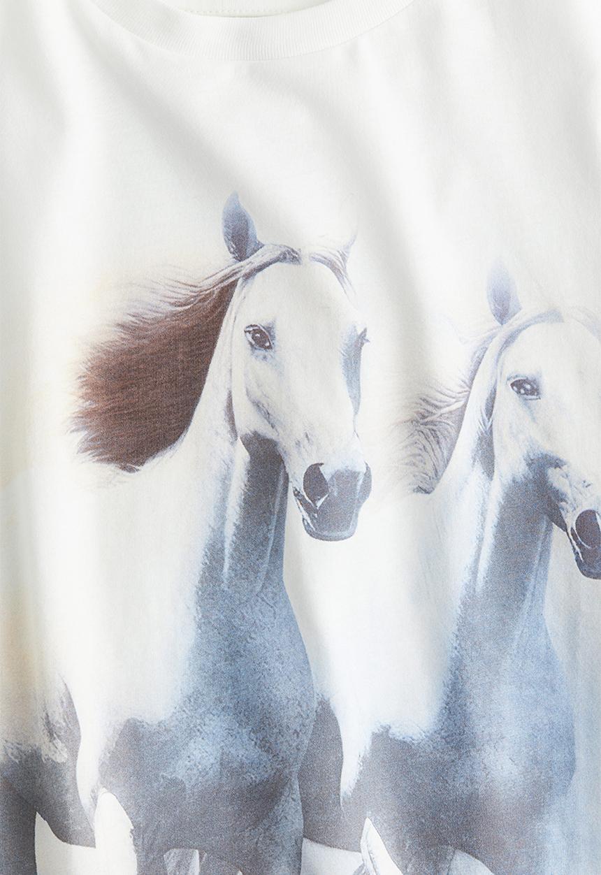 H&M - Oversized print-motif t-shirt - white