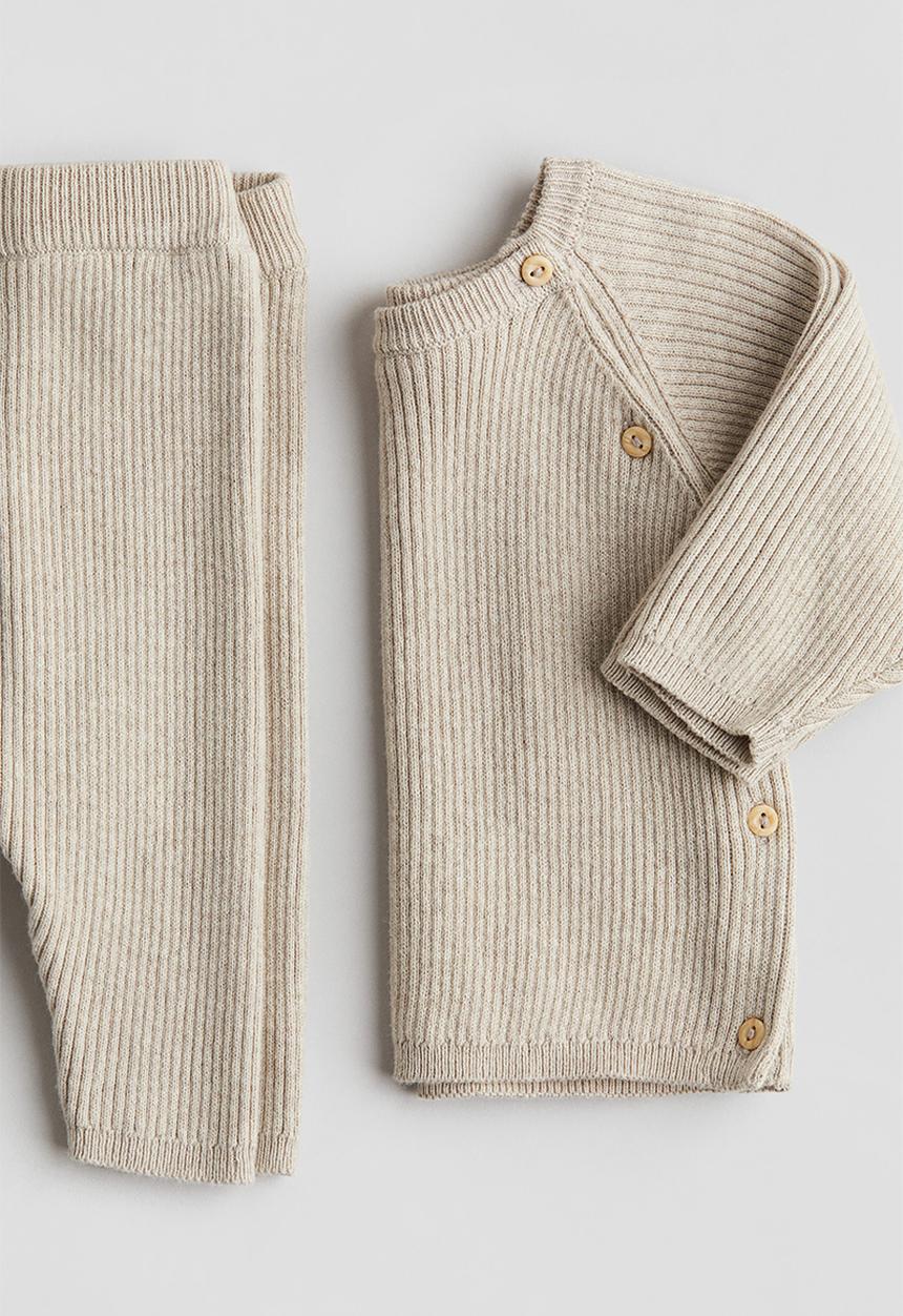 H&M - 2-Piece cotton set - light beige