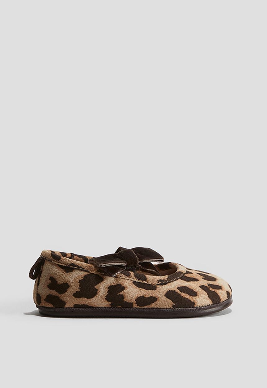 H&M - Bow-detail ballet pumps - Brown/Leopard print
