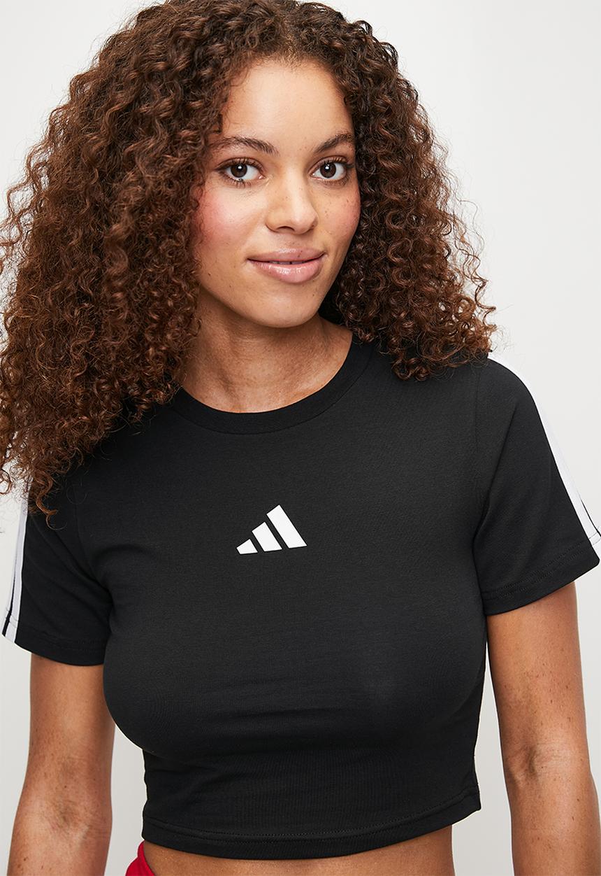 adidas Performance - 3 Stripe Baby Tee - Black/White
