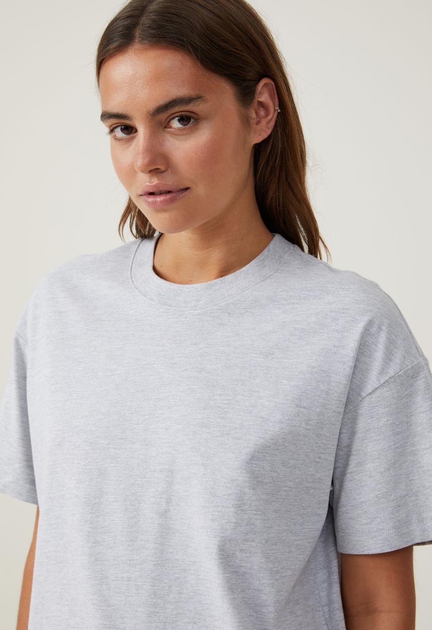 Cotton On - The Boxy Oversized Tee - Grey Marle