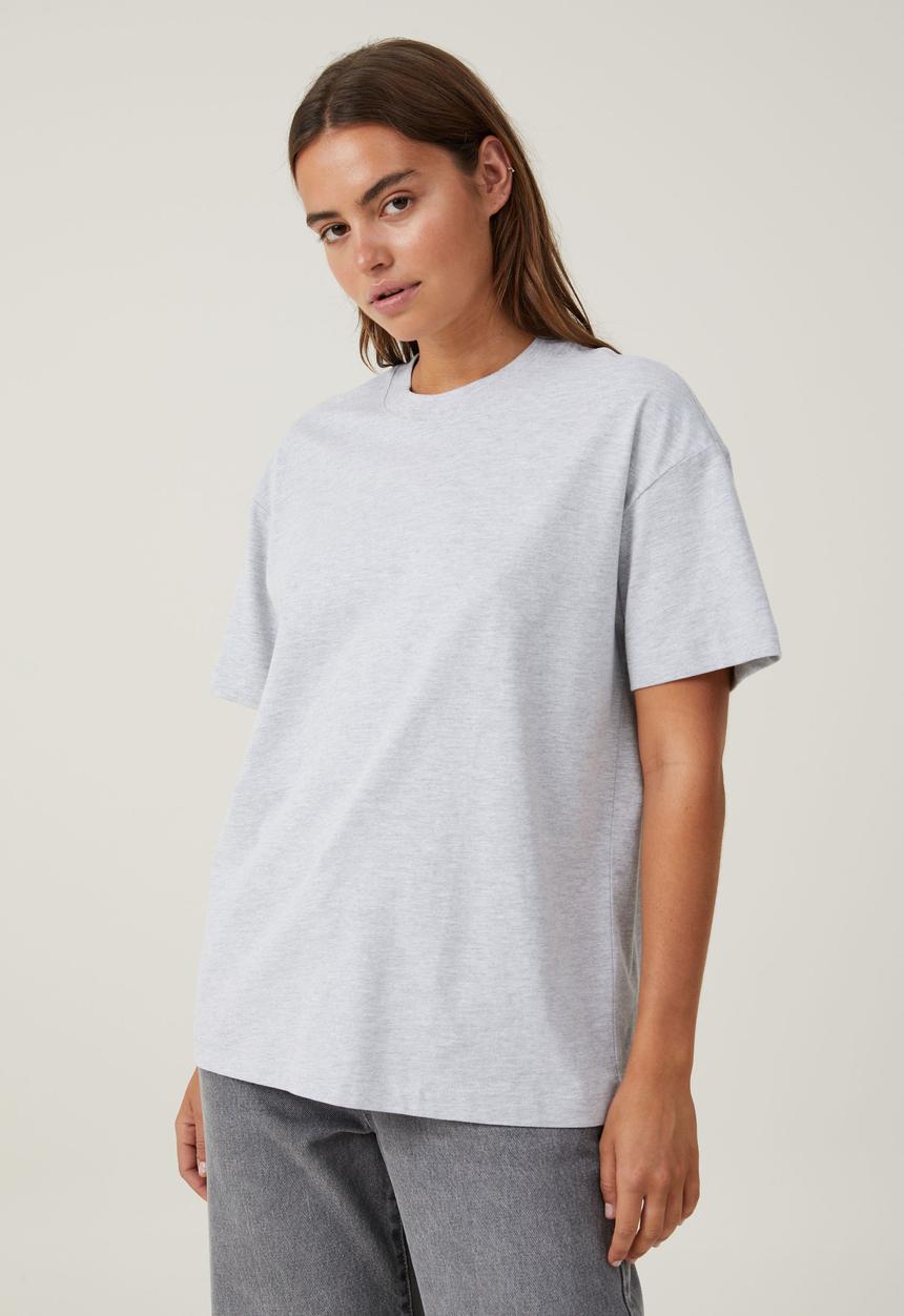 Cotton On - The Boxy Oversized Tee - Grey Marle