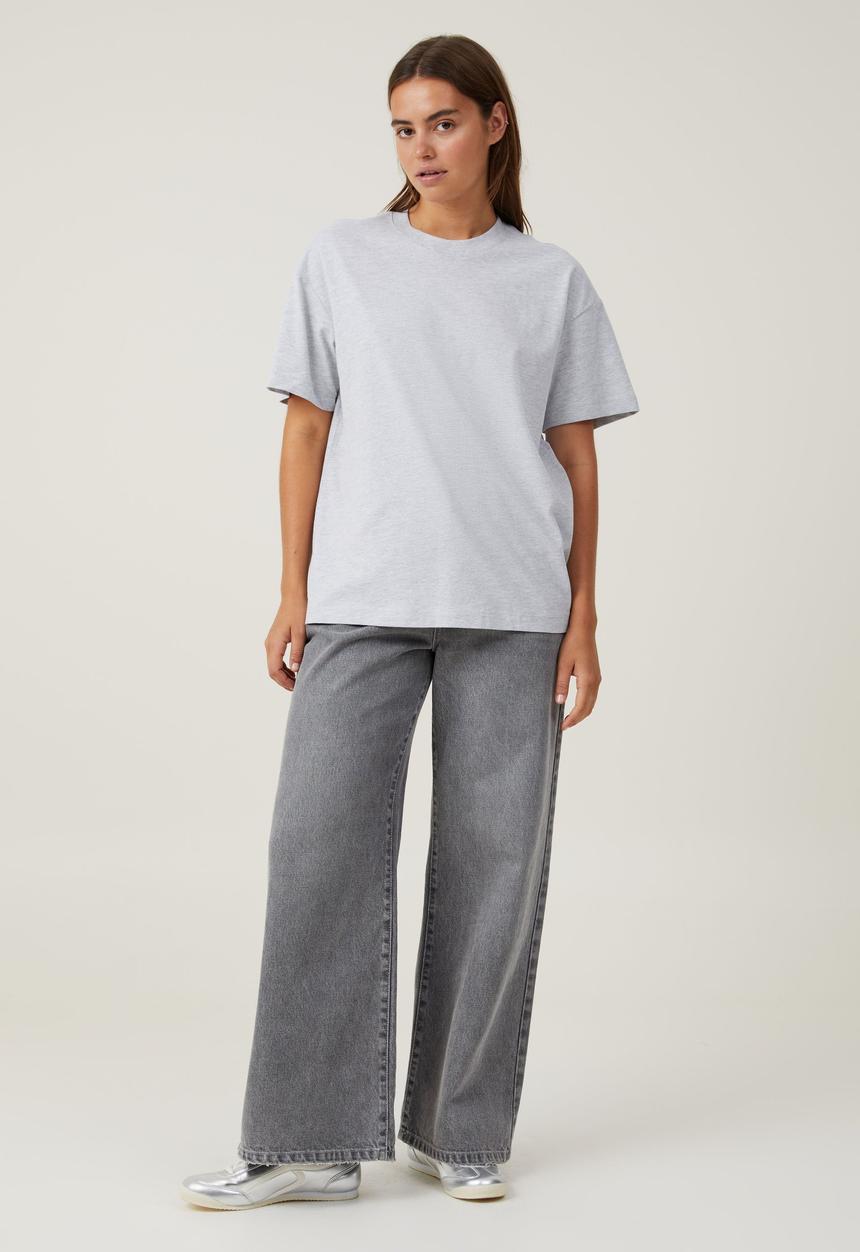 Cotton On - The Boxy Oversized Tee - Grey Marle