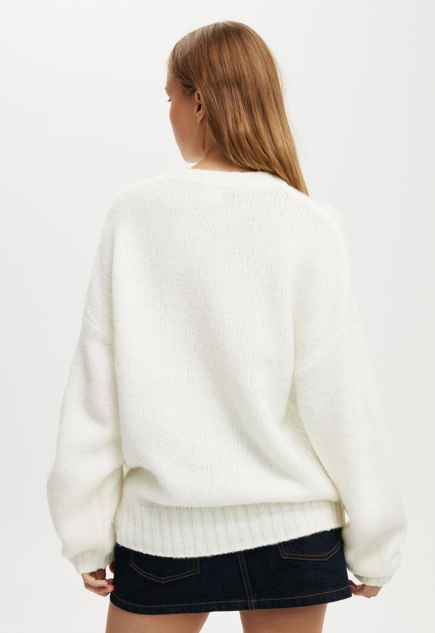 Cotton On - Plus Luxe Crew Pullover - White