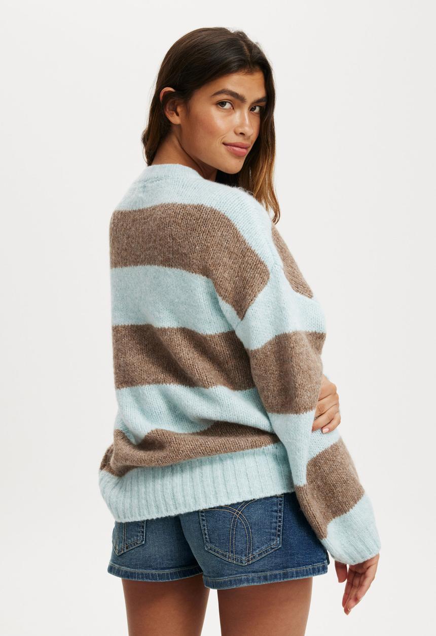 Cotton On - Luxe Crew Pullover - Whisper Blue Stripe