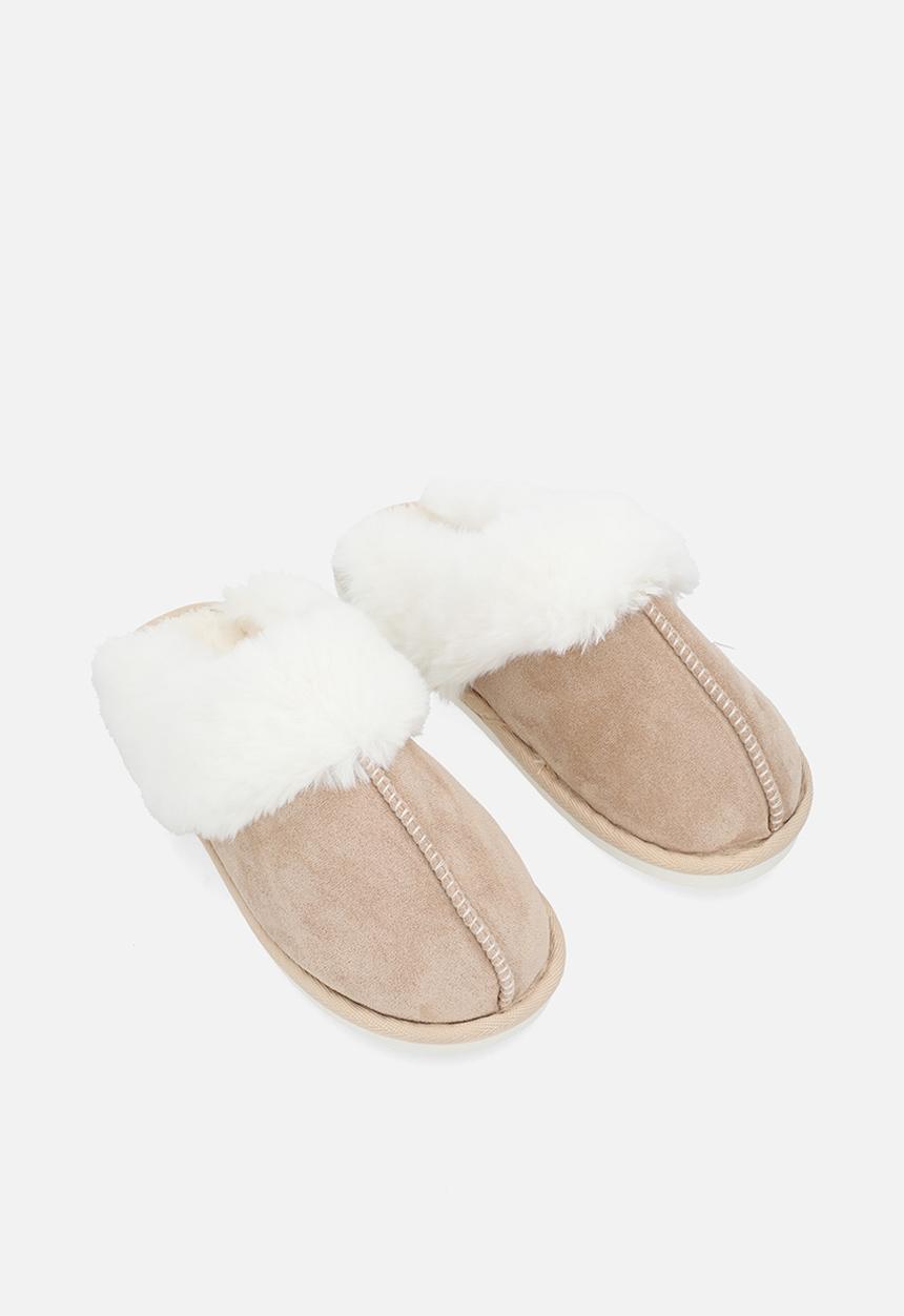 Pop Candy - Shearling lined slippers-brown