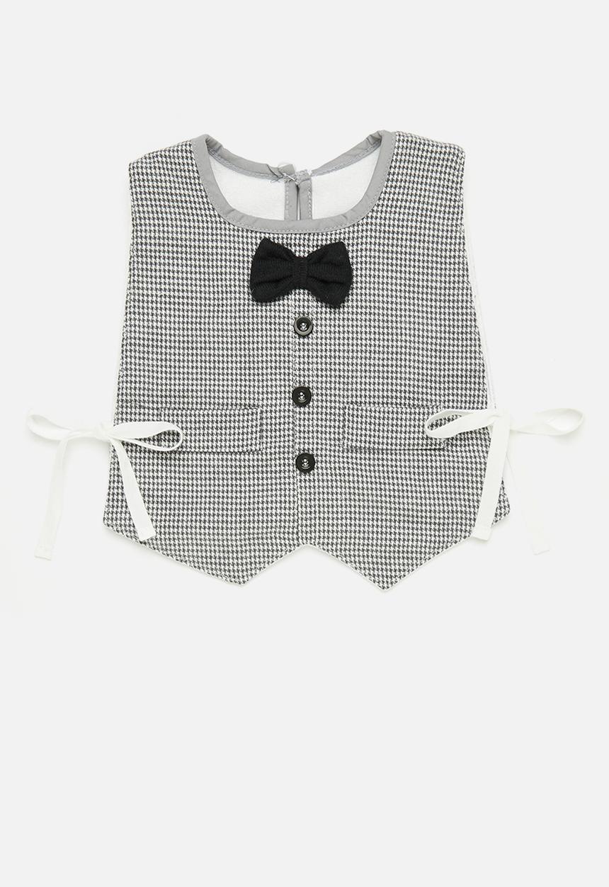 Pop Candy - Striped novelty bib - grey & white