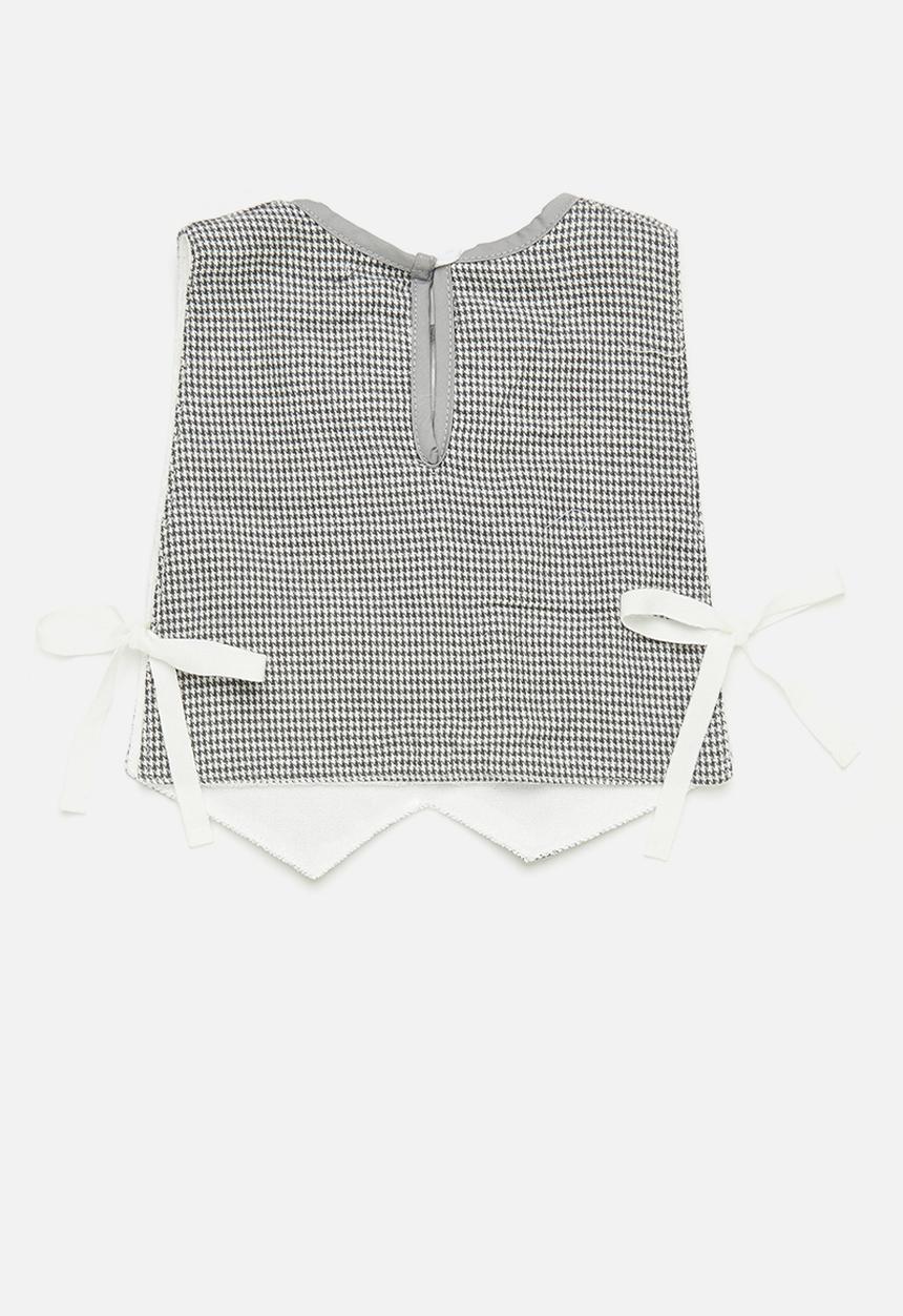 Pop Candy - Striped novelty bib - grey & white