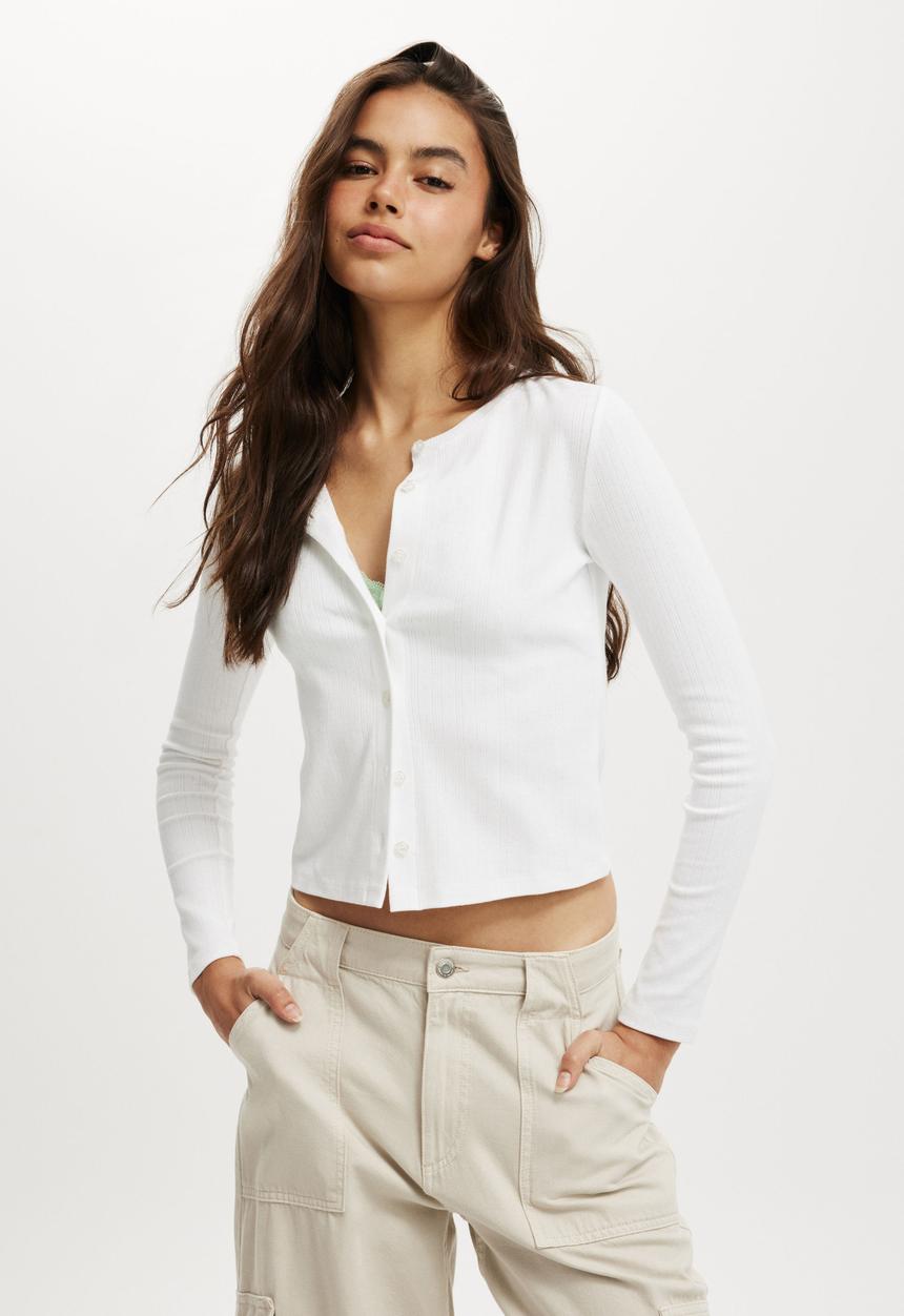 Cotton On - Scarlet Pointelle Cardi - White