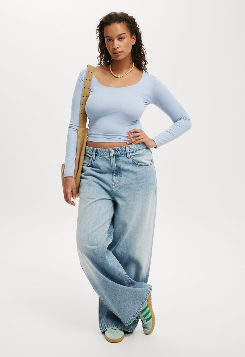 Cotton On - Sunday Scoop Long Sleeve - Dusk Blue
