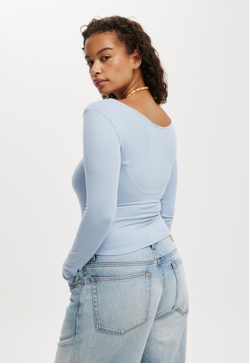 Cotton On - Sunday Scoop Long Sleeve - Dusk Blue