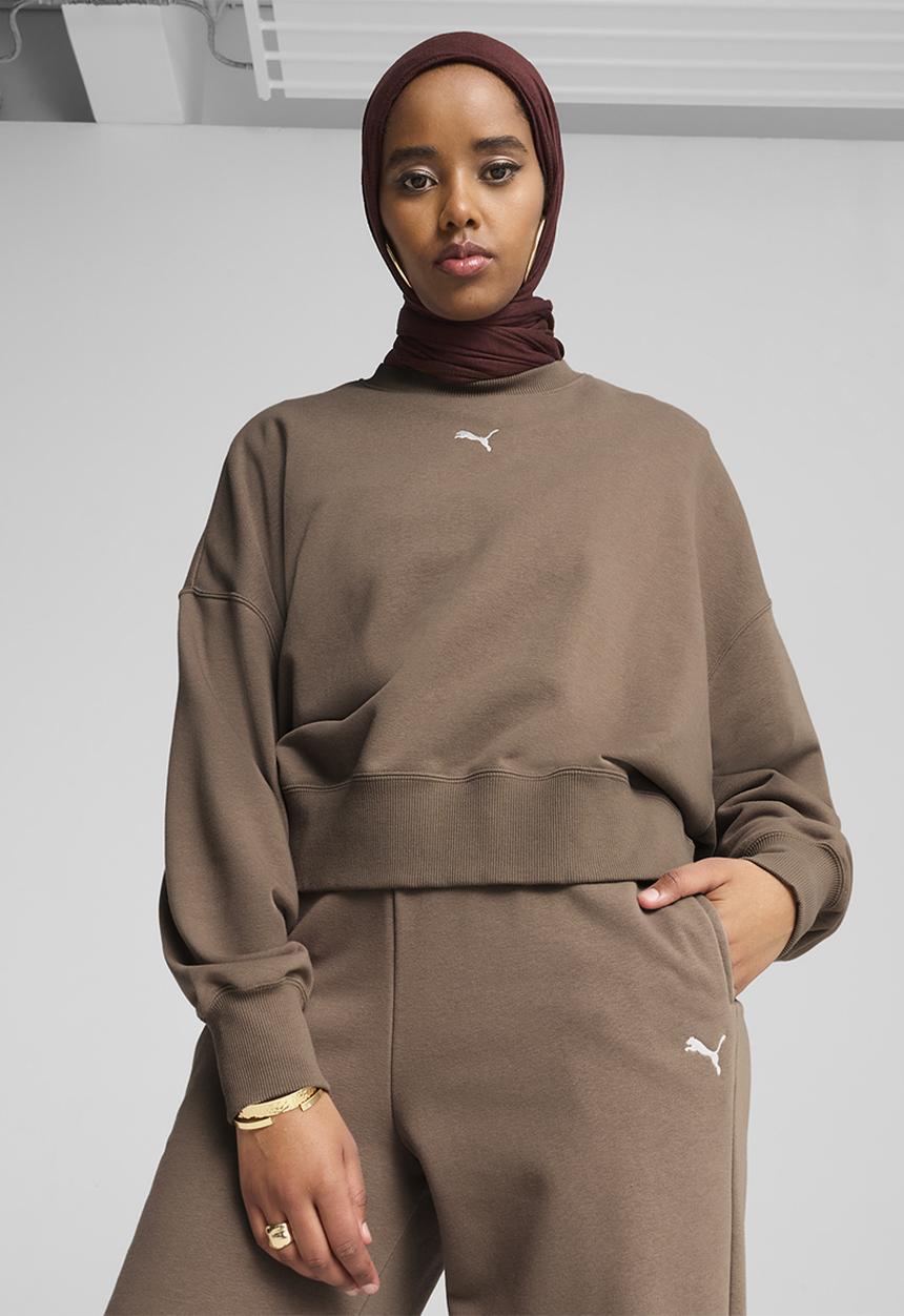 PUMA - Wardrobe Ess Over-Oversized Crew Tr - Totally Taupe