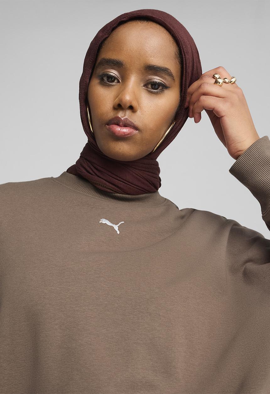 PUMA - Wardrobe Ess Over-Oversized Crew Tr - Totally Taupe