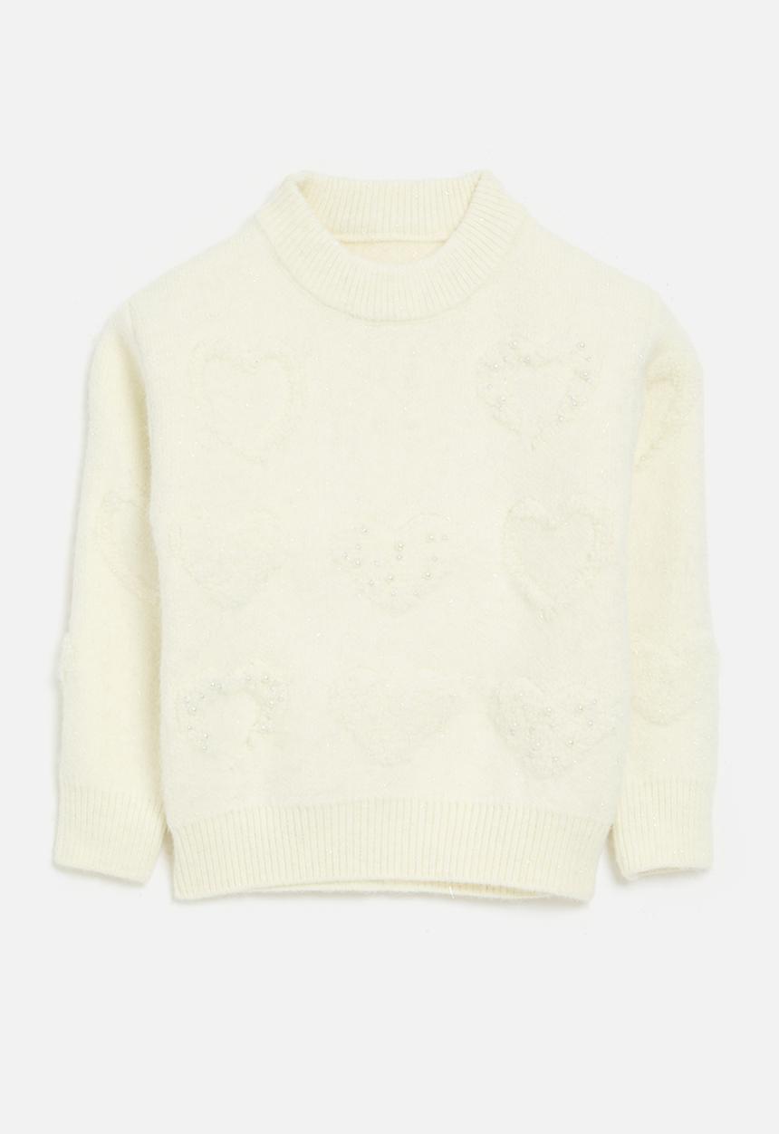 Pop Candy - Heart embossed sweater - ecru